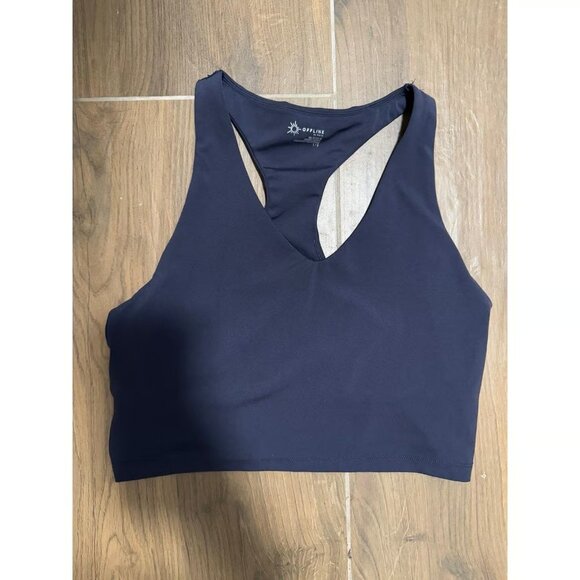 Aerie Offline Real Me Racerback Sports Bra L Navy